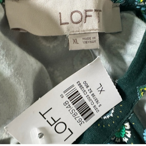 NWT Ann Taylor LOFT Women’s Sz XL Medallion Mini Halter Swing Dress Summer Green - Picture 6 of 8